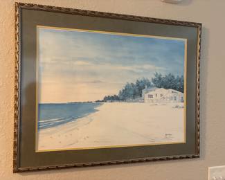 Anna Maria Looking North signed lithograph on water color paper by Robert Reiber signed 20/1000 
Framed 30" x 37" 1/2”
