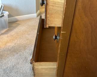 Art Deco Waterfall Dresser 47” High x 16” deep x 37” 3 large drawers 4 small valet drawers on top.  See pics for ware. 