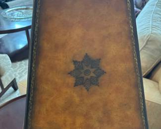 Maitland-Smith bronze lion table lamp with leather shade 24” tall x 11 x 5