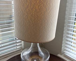 Clear lamp with linen shade