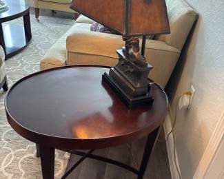 Barbara Barry -Baker Side Table Maitland-Smith bronze lion table lamp with leather shade