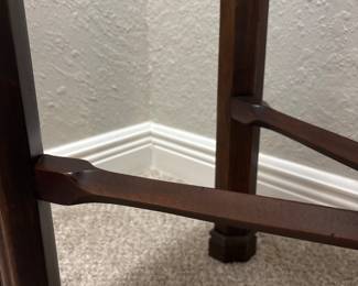 Maitland Smith Chippendale-style mahogany side tea table. Carved fretwork apron and straight legs.   