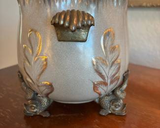 Castillian Porecelain Bowl with Brass Handles and Coy fish feet