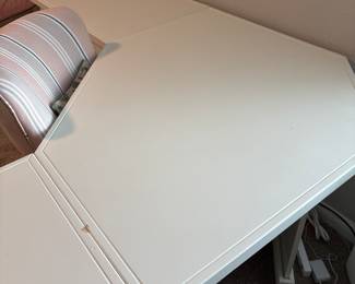 Ballard Designs L&nbsp;Shaped Desk H 30 x 72” x 72”&nbsp;
width 20" at center and 33”