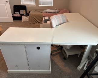 Ballard Designs L&nbsp;Shaped Desk H 30 x 72” x 72”&nbsp; 
width 20" at center and 33”