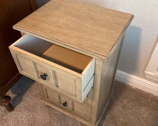 Light brown three drawer dresser 14 1/2 X 24L X 12L 