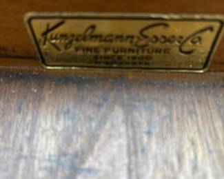 Kunzelmann-Esser Co. Embossed Leather top round drum table with drawers 25" H X 25" D&nbsp;&nbsp;