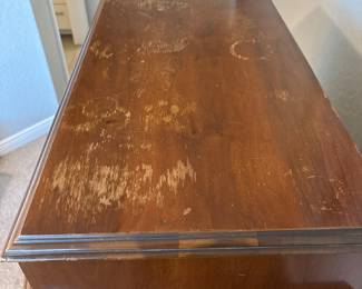 Art Deco Waterfall Dresser 47” High x 16” deep x 37” 3 large drawers 4 small valet drawers on top.  See pics for ware. 