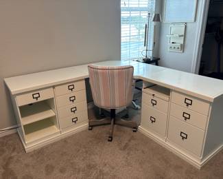 Pottery Barn L Shaped Desk H 30 x 72” x 72” 
width 20" at center and 33”