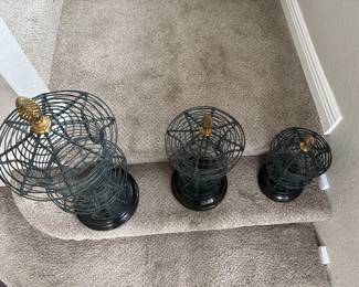 Maitland-Smith French wire pedestal urns Decor 30", 24", 13"