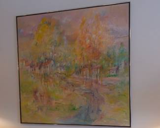 VINTAGE IMPRESSIONIST LANDSCAPE PAINTING, MOST LIKELY BY EDWARD AVAL (LISTED ARTIST), NYC PURCHASE, 1970s