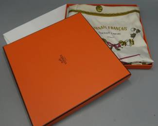 VINTAGE DESIGNER HERMES SILK SCARF IN ORIGINAL BOX