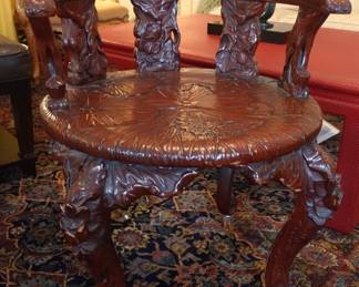 ANTIQUE ART NOUVEAU HAND-CARVED DECORATIVE CHAIR, 