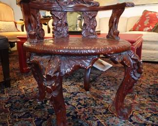 ANTIQUE ART NOUVEAU HAND-CARVED DECORATIVE CHAIR, LATE 19TH EARLY 20TH CENTURY