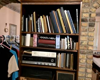 Antique record player with Teapots & picture frames of all sizes and styles