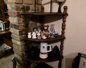 Corner shelves with vintage rare finds & collectibles