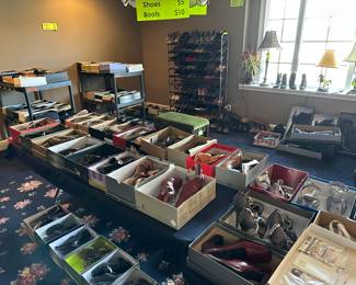 Women’s size 7 1/2-8 name brand shoes and boots (200 pair)