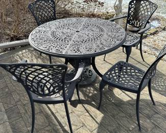 Wrought iron outdoor table and chair set