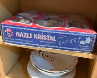 Nazli Kristal Turkish Tea Set still in package 