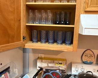 Indiana Glass "Whitehall" Light Blue footed team tumblers, 