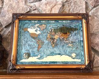 Mother of Pearl Framed Art - Map of the World 