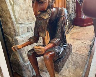 Wood Carved Asian Fisherman 