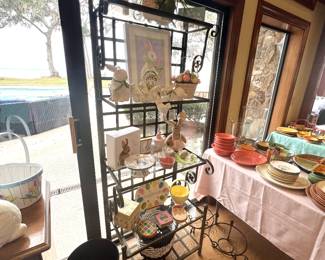 Easter Decor - Metal and Glass Shelving Unit 