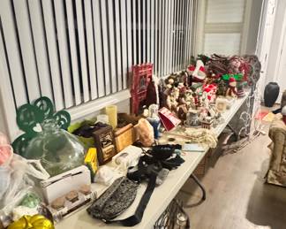 Plenty of Christmas decorations. Lights, wreaths.