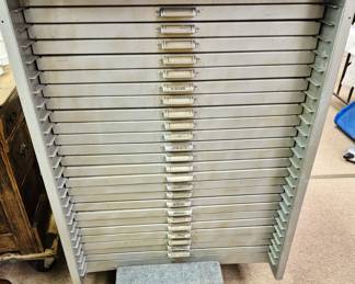 Vintage Hamilton 24 drawer graphic arts printer cabinet