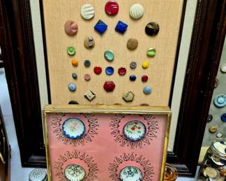 Large selection of buttons. Framed buttons