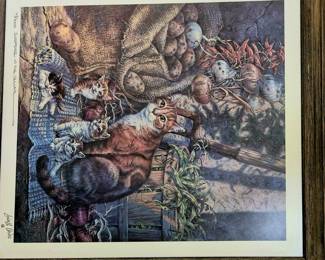 Framed "Surprise In The Cellar"  print #143/1000 by Lowell Davis w/ Museum Glass