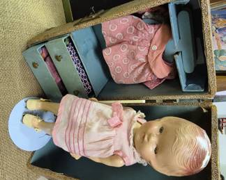 Vintage Arranbee 12" doll with original wardrobe case full of clothes