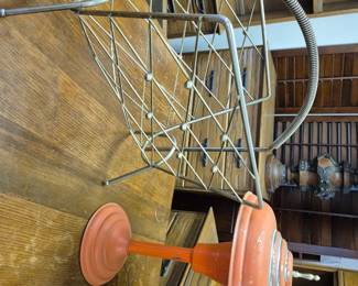 MCM items. 1950's Flying Saucer desk lamp "As Is" cord and MCM magazine rack.