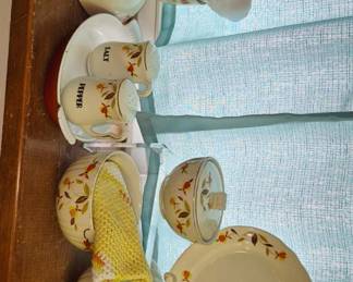 Much pottery, glassware, pottery and stoneware. Jewel Tea