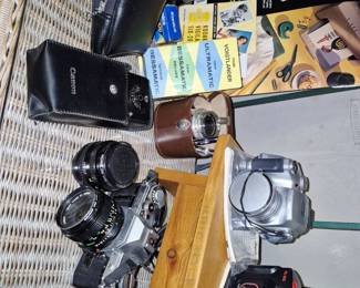 Vintage and modern cameras and related items