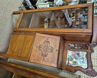 Much, much antique and modern furniture. Antique Victorian oak side-by-side secretary/bookcase 
