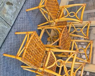 Set of 5 woven ratten chairs