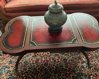 Leather Top. Vintage Cloisonne Ginger Jar