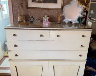 Mid Century Beige Lacquer High Boy