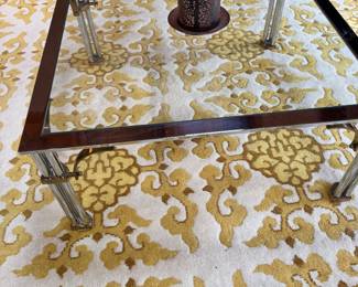 Mid Century Modern Maison Jensen Brass Chrome Glass Square Coffee Table