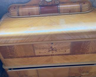Art Deco Waterfall Pattern Hope/Blanket Cedar Chest with Lower Drawer.
