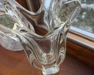 Mid Century 1960's Cofrac Art Verrier French Crystal Vase