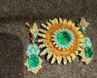 Vintage Signed Jomez Brooch Earrings