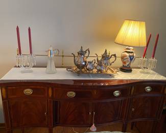 Hickory Chair Co, Historical James River Plantation Collection, Hepplewhite Mahogany Inlaid Flame Mahogany Side Board ,with Storage, Flatware Drawer. Purchased Richard Honquest Barrington 1994!!