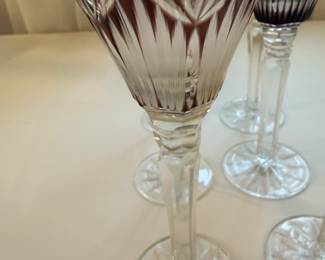Vintage Val St Lambert Hafnia Cut Fantaisie Crystal Wine Glasses