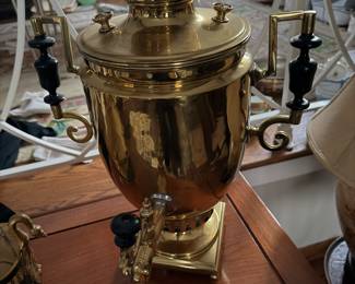 Vintage Brass Russian Samovar. Bottom Cracked.