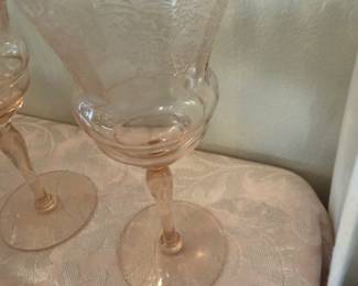 Vintage Cambridge Flamingo Pink, Etched