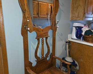 Antique Oak hall tree w/bench