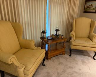 Two Wing Back Fabric Chairs. Excellent 