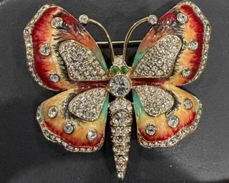 Vintage KJL Kenneth Lane Rhinestone butterfly brooch